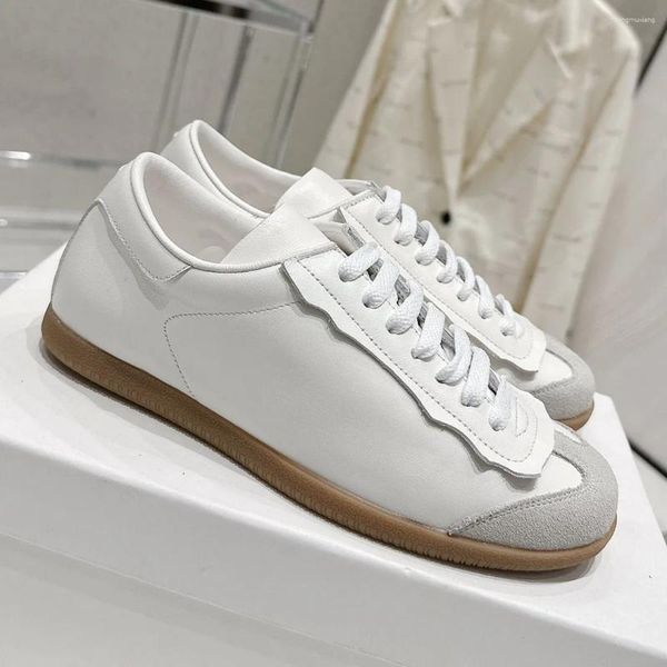 Baskets rétro en daim et cuir véritable pour femmes, chaussures décontractées, bout rond, couleur unie, confort, tendance, printemps-automne, 2024