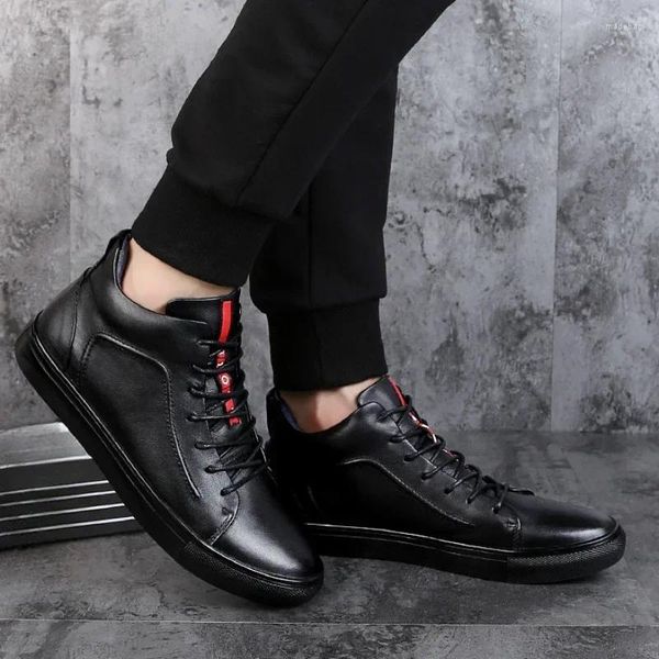 Zapatos informales 2024 Fashion for Men Lace Up Spring de cuero y otoño