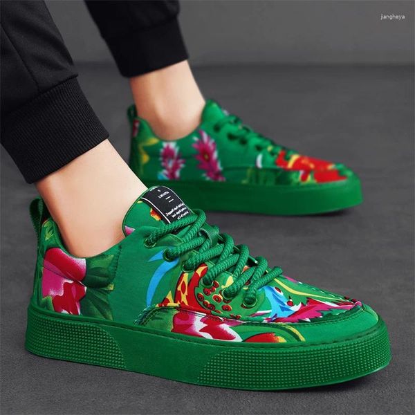 Zapatos informales 2024 Fashion Men Canvas Red Green Mens Street Caminata Flat Vulcanize Vulcanize