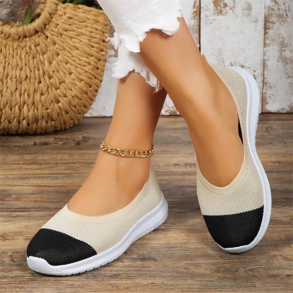 Chaussures décontractées 2024 Fashion Slip on Mesh Ballet Stretch Ballet Ballet Saufts Femmes Soft Bottom Pointed Toe Boat