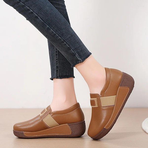 Zapatos casuales 2024 Fashion Spring Autumn Women Flats Platform Boofers Ladies Comfort Wedge Mocasins Orthopedic Slip On