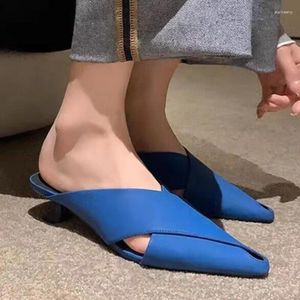 Escarpins à bout fermé pour femmes, chaussures décontractées, à la mode, robe d'été Sexy, pompe à talons hauts, demi-pantoufles Slingback, 2024