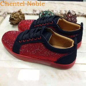 Casual Schoenen 2024 Volledig Glanzend Kristal Rood Goud Zwart Klassieke Mannen Flats Casuales Sneaker Lace-Up Ademend Vrije tijd Mannelijke Tenis Masculino