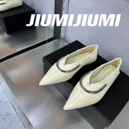 Chaussures décontractées 2024 Jiumjiumi est concise réalisée en cuir authentique femme appartements simple bateau