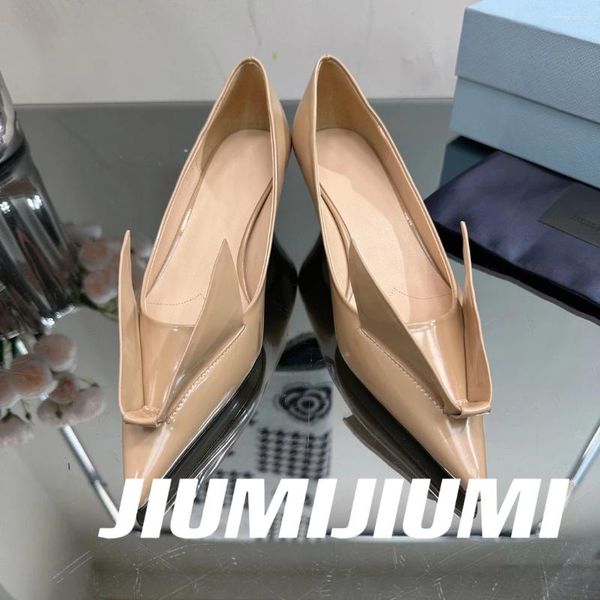 Chaussures décontractées 2024 JIUMIJIUMI Est printemps nouveauté fait à la main en cuir véritable femme pompes bout pointu chaton talon Sapato Feminino