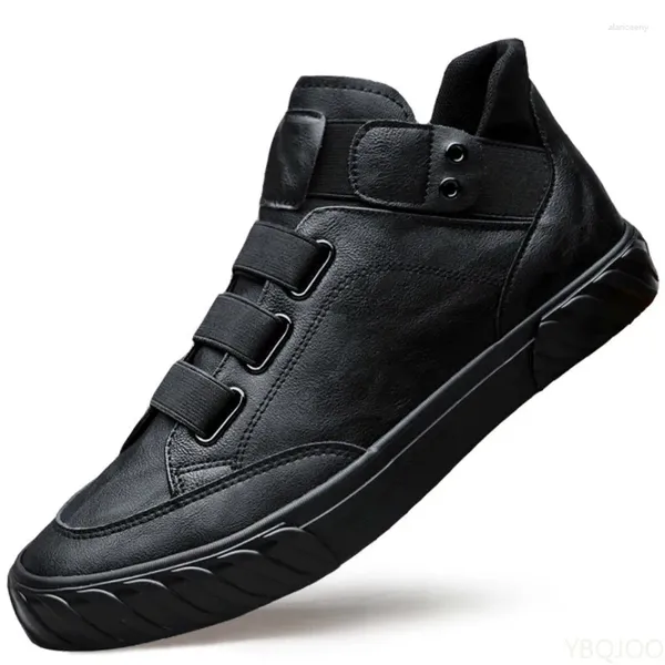 Chaussures décontractées en cuir pour hommes, mocassins confortables, tendance coréenne, mode britannique, baskets montantes, 2024
