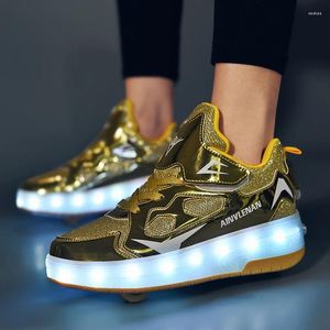Chaussures décontractées 2024 Roue LED pour hommes Sports Printemps Mode Style à deux roues Tendance Patinage