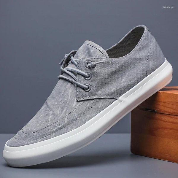 Zapatos informales 2024 Men's Spring Canvas Leisure Anti-Slip Driver Trabajo Ligero de encaje transpirable Hombres zapatos#23018