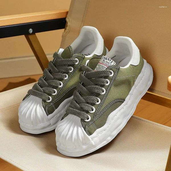 Zapatos casuales 2024 MMY BLAKEY Retro Canvas Sneaker Disolución Fondo grueso Mihara Mujeres Yasuhiro Zapato de hombre Original