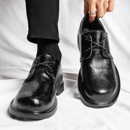 Casual schoenen 2024 S/A British Classic Business Causal Leather For Heren Black Hombre Daily Teenagers Dress Banquet Ceremony