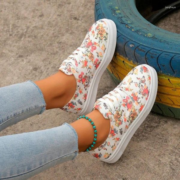 Chaussures décontractées 2024 baskets à lacets à imprimé floral pour femmes