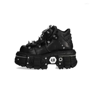 Zapatos casuales 2024 Moda española Gótico Punk Dark Rock Fondo grueso Plataforma elevada Hombres y mujeres Mismo estilo Fried Street Dad