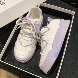 Chaussures décontractées 2024 Fashion coréenne printemps et automne pour femmes Purple assez polyvalente Sneakers d'étudiants Zapatillas Mujer