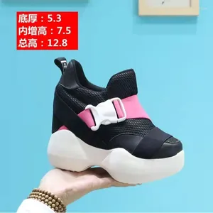 Casual schoenen 2024 lente en winter dik opgeloste dameslaarzen verhoogde enkele Koreaanse versie