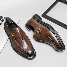 Chaussures décontractées en cuir pour hommes, mocassins pour entretien de travail, polyvalents, à la mode, livraison gratuite, printemps-automne, 2024