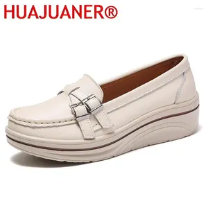 Zapatos informales 2024 Spring Autumn Women Flats Patlary Paperadoras Damas de cuero Mocón de cuña Moccasins Orthopedic Slip On Tamaño grande