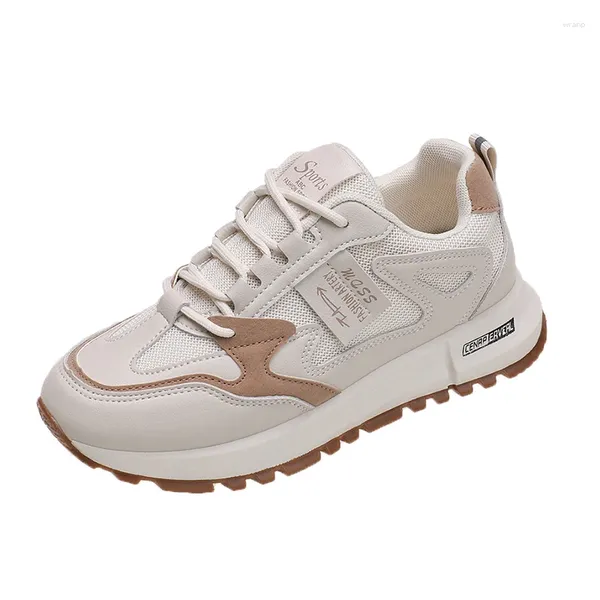 Chaussures décontractées pour femmes, chaussures de loisirs, de sport, blanches, respirantes, laçage en maille, confortables, de styliste, plateforme, printemps, 2024