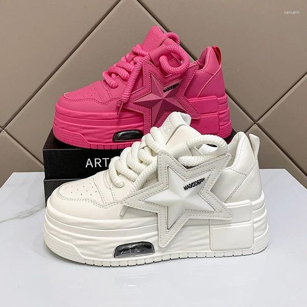 Zapatos casuales 2024 Spring Women Sneakers Sneakers Diseñador Papá Plataforma Ulzzang Leather Autumn Breatable Sport