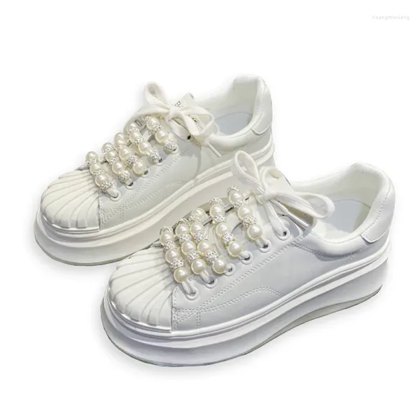 Zapatos informales para mujer, zapatillas deportivas ligeras de cuero genuino, zapatillas de tenis, blanco suave, con agujeros planos y gruesos, primavera 2024