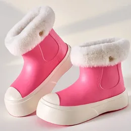 Casual schoenen 2024 Lente vrouwen Regenlaarzen Outdoor Winddicht Warm katoen Niet-slip Waterdichte Eva Dikke Sols Platform Dames Sneeuwschoen