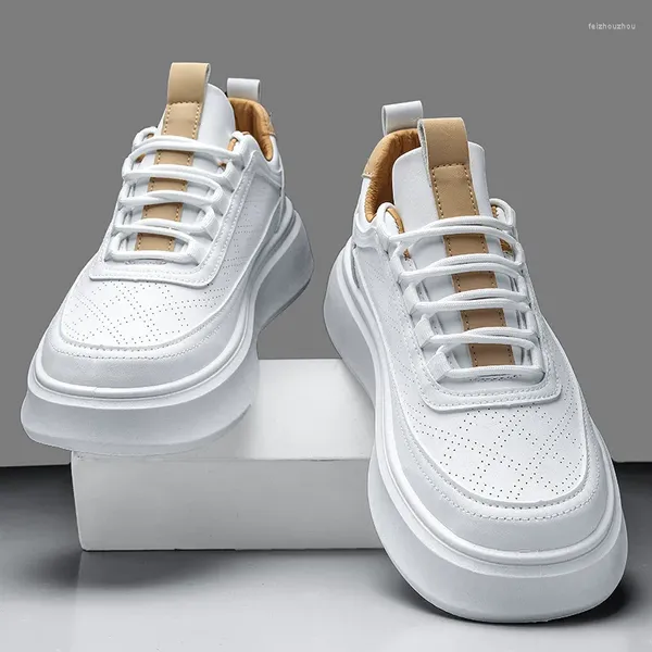 Zapatos casuales 2024 verano otoño fondo grueso pequeño blanco coreano transpirable deportes tablero zapatillas para hombres