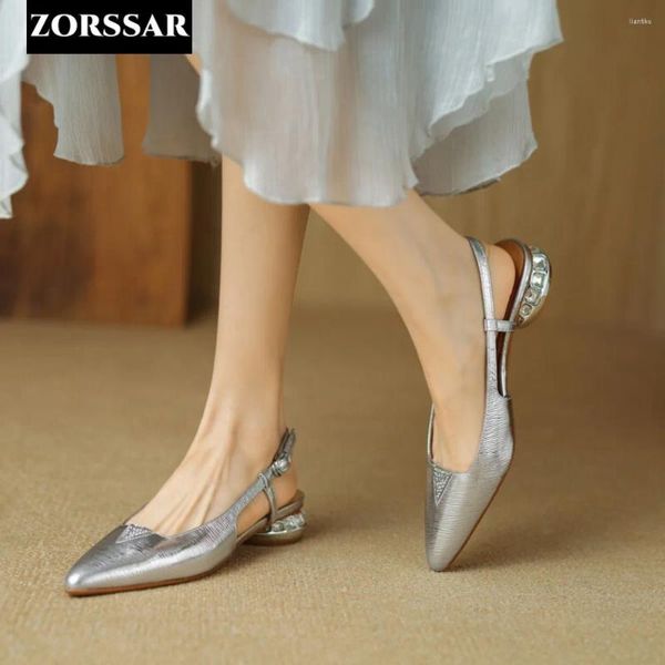 Zapatos casuales 2024 Sandalias de tacón alto de verano estilo callejero punta baja Sexy moda mujer Slingback mujeres diseñadores