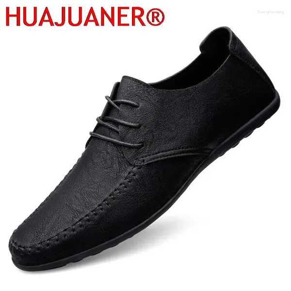 Chaussures décontractées 2024 Été pour hommes Landes en cuir masculines Loafer Light Light White Black Bakers Slip-On Driving Flats Big Taille 38-47
