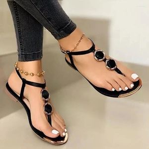 Casual schoenen 2024 Zomer sandalen Women Fashion Beach Outdoor Flip Flop Metal Decoration Ladies Flat Big Size 35-43