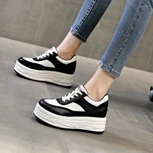 Zapatos informales Para Mujer, zapatillas deportivas de suela gruesa con interior elevado, color blanco, 2024