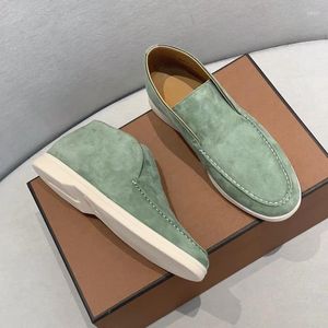 Zapatos casuales 2024 mocasines de alta calidad para mujeres ballets de cuero genuino pisos diseñador marca hombres hombre tobillo bota