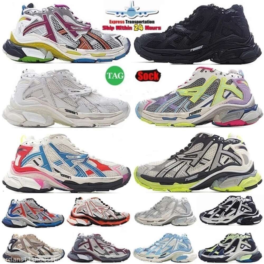 Casual Shoes 2024 Track Runners 7.0 Freizeitschuhplattform Marke SENDE SINDEM MENS MENS Women Burgund Deconstruction Tracks Plate-Formete Flat Sneakers Schuhe