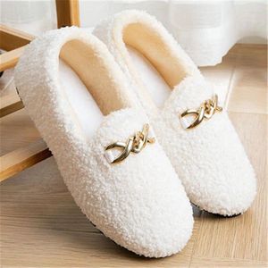 Casual Schoenen 2024 Winter Vrouwen Flats Faux Lamswol Loafers Warme Slip Op Platte Vrouw Slipper Pluche Buiten Thuis Wit Zwart enkel