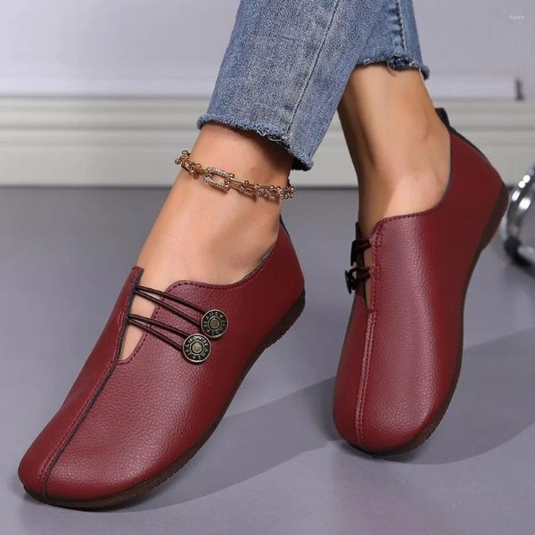 Zapatos casuales 2024 Mujeres Diseñadora de marca Mujer Toe cuadrado Flats de cuero japoneses mocasines de banda estrecha vintage lujo para