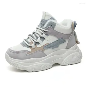 Casual schoenen 2024 Women Fashion Sneakers Color-Block Dik Sole Dikke Warm Pluche Lined Anti-Slip Winter Running