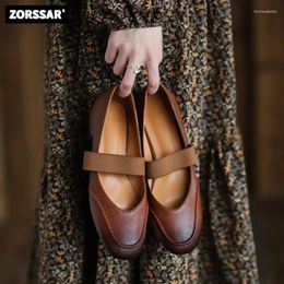 Chaussures décontractées 2024 Femmes Flats Single Shoe Leisure Fashion Round Toe Shallow Mary Jane Soft Sole Ballet Slingback