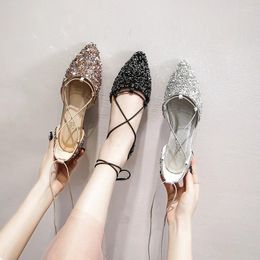Chaussures décontractées 2024 Femmes Luxury Luxury Ballet Flats de lacets à égalité