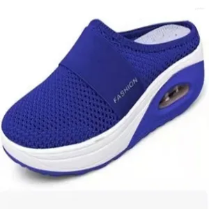 Chaussures décontractées 2024 Femmes Slipper Walking Air Cushion Slip-On Orthopedic Diabetic Ladies Platform Mules Mesh Lightweight coin