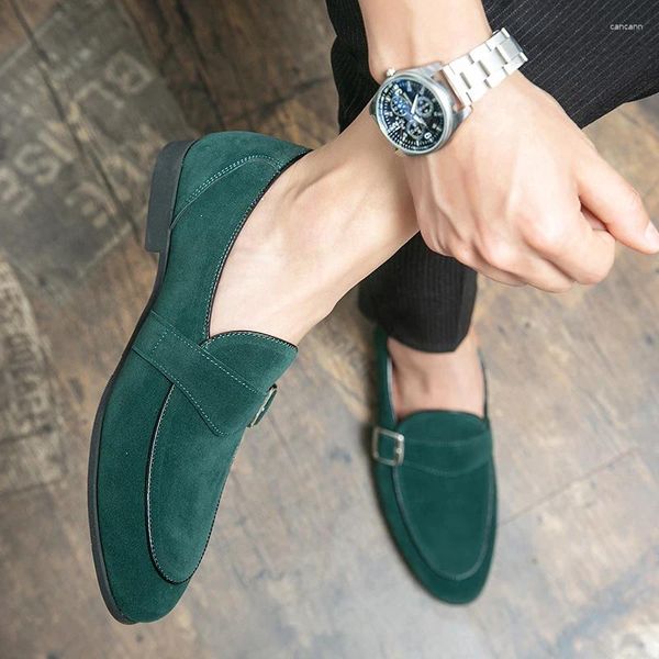 Chaussures décontractées 2024 mocassins en daim pour hommes verts classiques grande taille 46 mocassins en cuir respirant hommes bas à enfiler pour haricot