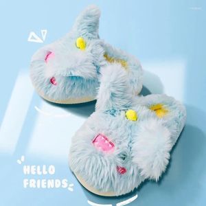 Casual Schoenen 2024Winter Warm Cartoon Pluche Katoen Slides Thuis Flats Schoen Meisjes Leuke Harige Slippers Vrouwen Zachte Pluizige Indoor antislip