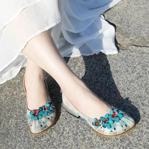 Chaussures décontractées 3,2 cm Généralités en cuir femme créatrice de mode Fleur élégance et ethniques Flats peu profonds