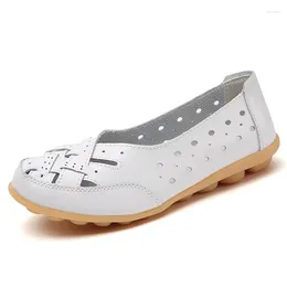 Chaussures décontractées 35-46 Birgus de grande taille Summer Summer Femme's Hollow Boeuf Tendon Sole Peas