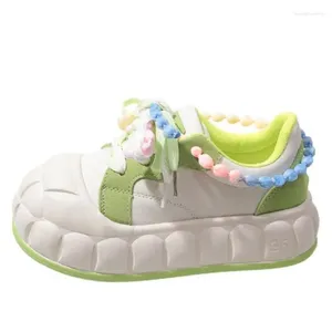 Chaussures décontractées 5cm mignon Kawaii dames mode bout rond à lacets femmes vulcanisées printemps plat extérieur respirant femmes baskets