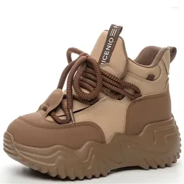 Casual Schoenen 7 cm Suede Koe Echt Leer Vulcaniseer Vrouwen Platform Wedge Chunky Sneakers Lente Herfst Voorgevormde Mode