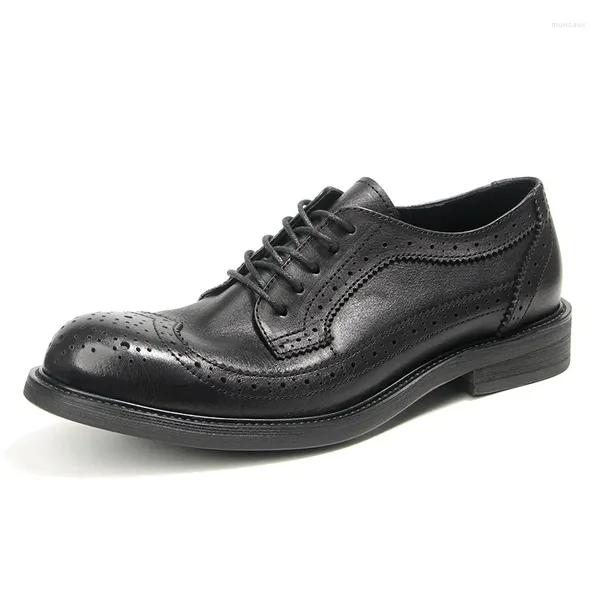 Chaussures décontractées A103 Bloc Design Round Toe Men Footwear Vintage British Gentine Le cuir lointain fait à la main Real pour la chaussure de garçons