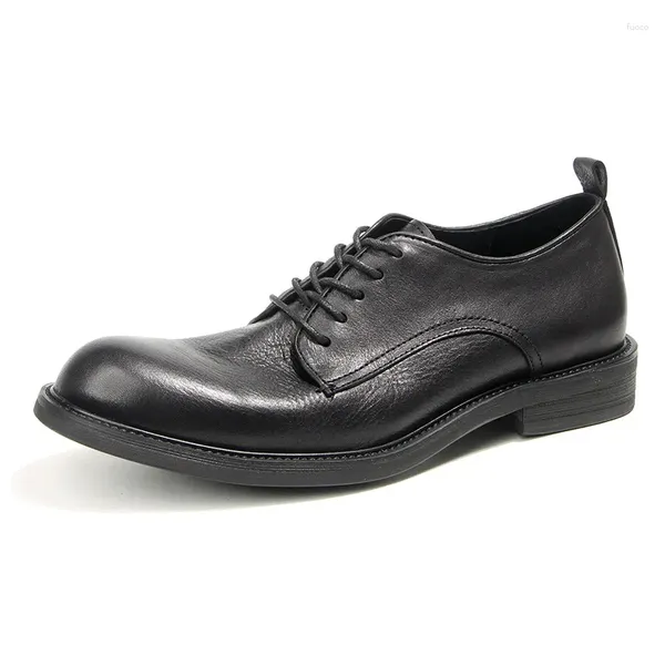 Zapatos casuales A112 Diseño simple europeo americano Hombres Pisos de cuero real Moda Hombre Barco con cordones Hombre genuino