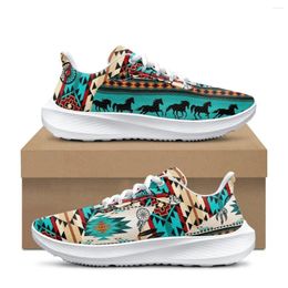 Casual schoenen African Tribal Aztec Horse Light Veter Up Mesh For Women Men Groot formaat platformschoen Non-Slip Running Sneakers cadeau