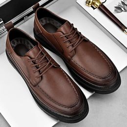 Zapatos informales All-Path Male, Oxfords Shoe Fashion Fashion Genuine Leather 2024 Lace-up para hombres negocios