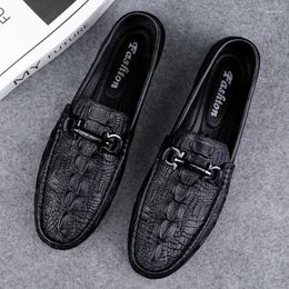 Casual schoenen All-match Soft Loafers Men Leather Spring Summer Black Slip On Fashion Italiaanse trendy Drivat Flats For Man