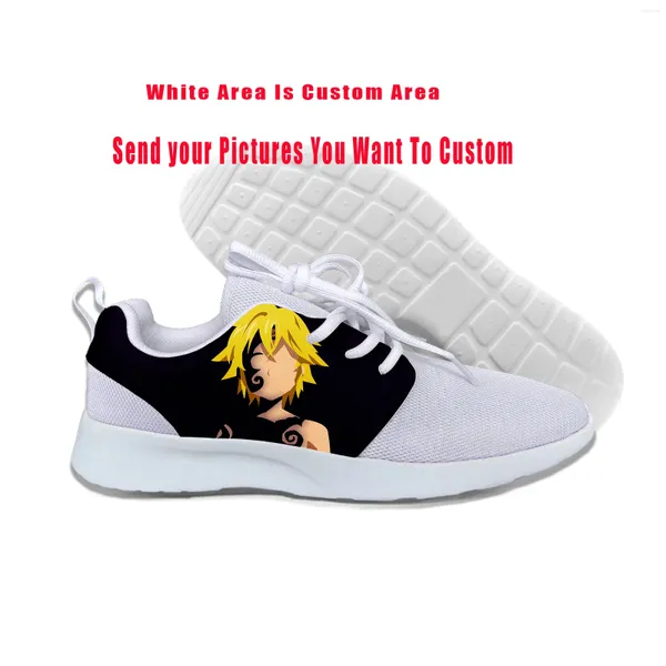 Zapatos casuales anime manga japonés siete pecados mortales meliodas the man woman moda malla zapatillas deportivas