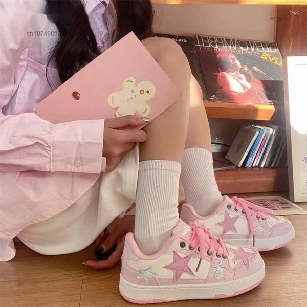 Zapatos informales Aoger Star Sweet Cute Students Pink Canvas Y2k pijo Coreano moda ocio mujer zapatillas de deporte verano tablero transpirable